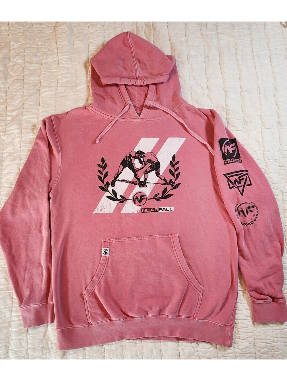 Nearfall Wrestling Hoodie Coral Bold Wrestling Graphic Men's Large